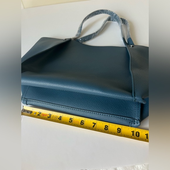 NWOT Neiman Marcus Dark Teal Blue Tote bag Vegan Leather - Picture 7 of 9